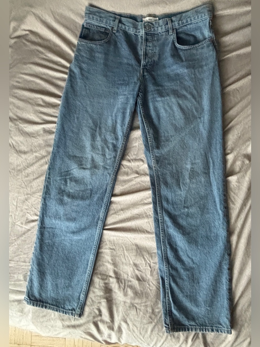 Mango High-Rise Straight-Leg Denim Jeans in Blue